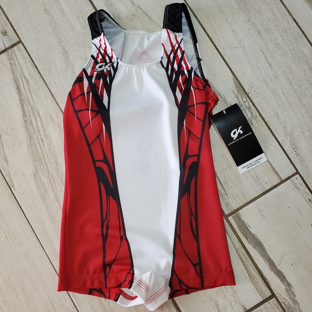 USA GK Elite Gymnastics Wrestling leotard shorts Adult Large Slinglet Red Black